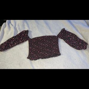 Black and pink flower crop top